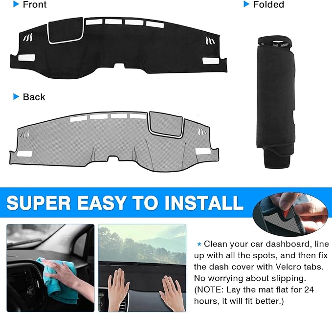 Autorder Dashboard Cover Mat for 2021 2022 2023 2024 Toyota Venza Accessories Dash Cover Flannel Dash Mat Sunshade Glare UV Rays Protector