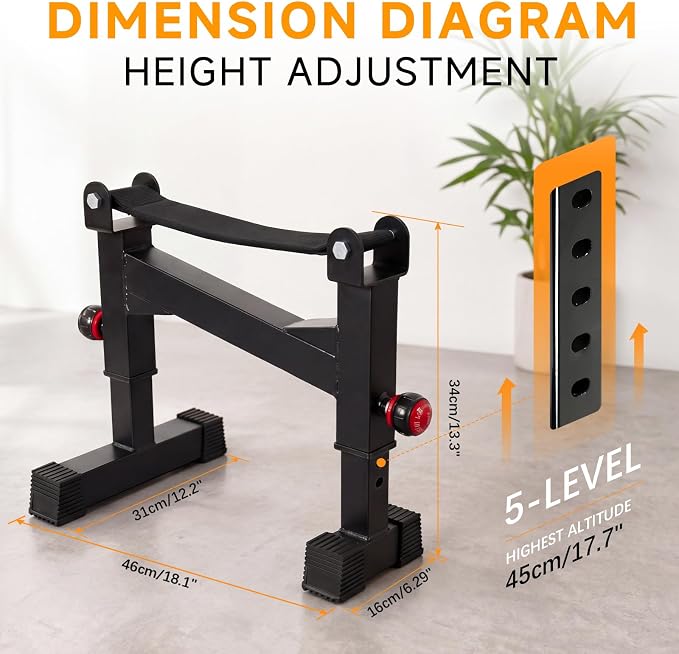 SYNTECSO Deadlift Jack Barbell Stand - Heavy Duty Barbell Jack Deadlift - Adjustable Deadlift Platform for Home Gym Weightlifting Easily Load 880 Lbs