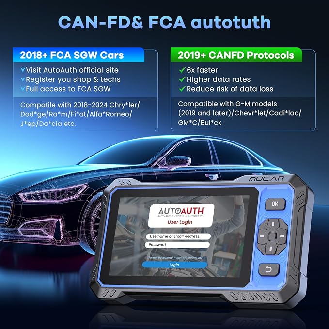 MUCAR 632 OBD2 Scanner + Universal 16 Pin Male to Female OBD2 Extension Cable