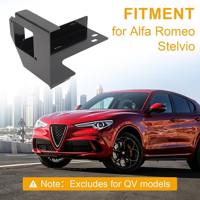 Aluminium Radar Protection Shield for Alfa Romeo Stelvio Excludes QV | Black, Anti-Theft Guard, No Signal Interference, Uses OEM Screws, Protects Radar from Stones and Debris