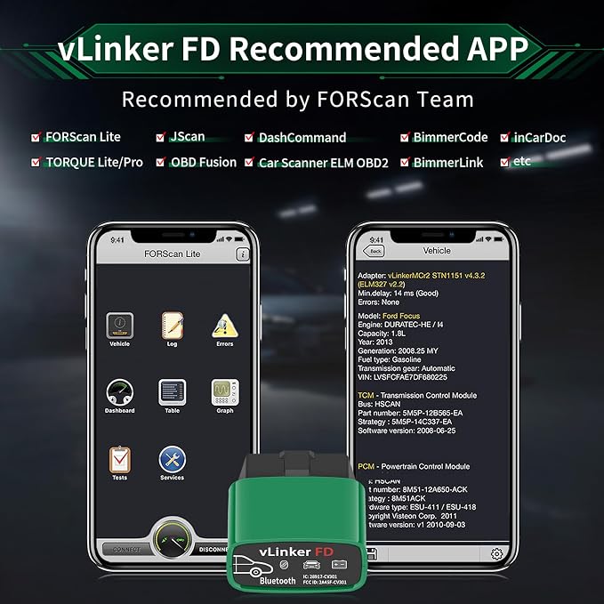 VGATE vLinker FD Bluetooth OBD2 Scanner Diagnostic Tool, Car Code Readers & Scan Tools for Android & Windows (Not iOS), Wireless OBD2 Adapter Auto All System Diagnostic to Check Engine Light