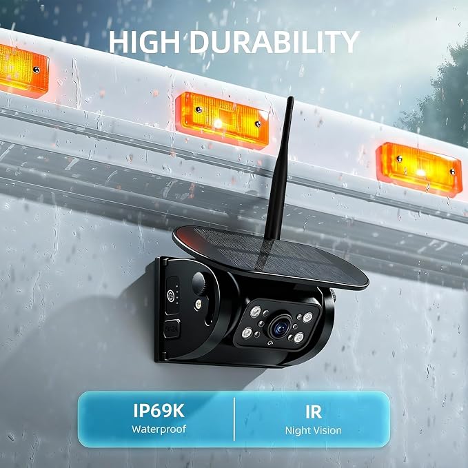 VEKOOTO MZ6 WiFi Magnetic Solar Backup Camera Rechargeable Battery Wireless for Truck RV Trailer Car Easy Hitching Gooseneck Horse Boat Travel Trailer Fifth Wheels RV Camper Reverse
