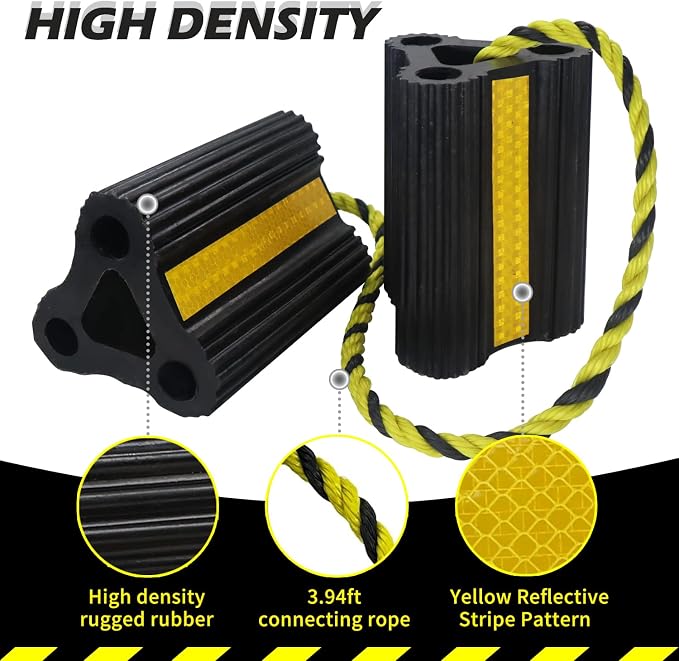 RV Wheel Chocks for Trailers Camper Trucks and Small Aircraft Wheel Chock 4Pair8Pack Wheel Chock Block with 3 Reflective Strips Versatile Heavy Duty Solid Rubber Wheel Immobilizers & Chocks