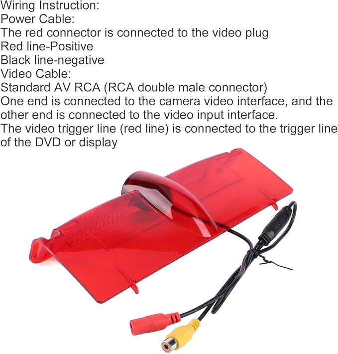 Rear View Camera, Backup Camera for Van 2003-2017 3rd Brake Light Mount, 170° Wide Angle Reverse Camera with No Drill Installation, PC Housing
