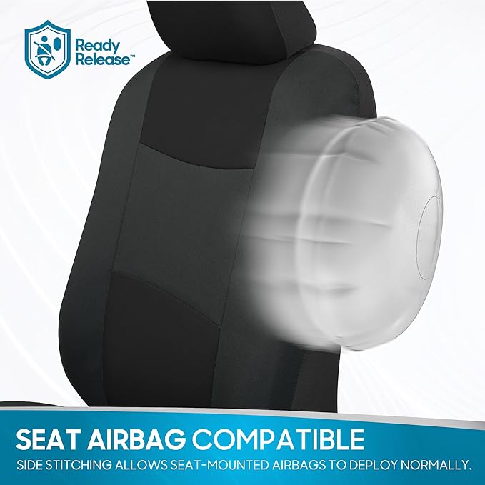 BDK PolyPro Car Seat Covers Full Set in Reverse Charcoal, Front and Rear Split Bench Seat Covers for Cars, Easy to Install Car Seats Cover Set and Accessories for Auto Trucks SUV - Reverse Charcoal