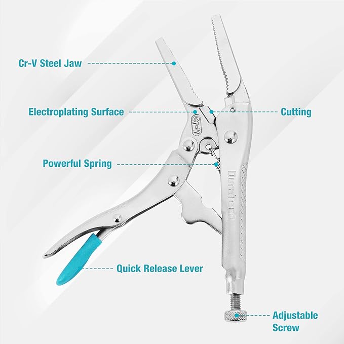 DURATECH 6-1/2Inch Long Nose Locking Pliers & DURATECH 7-Piece Pliers Set