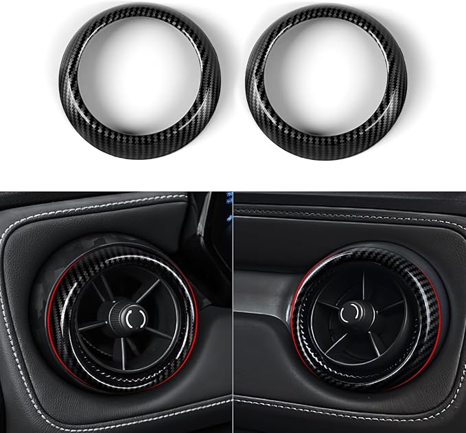 Car ABS Carbon Fiber Dashboard Side Air Outlet AC Vent Sticker Cover Interior Trim Decal for Chevrolet Colorado 2023 2024 2025 Accessories (Inner Ring)