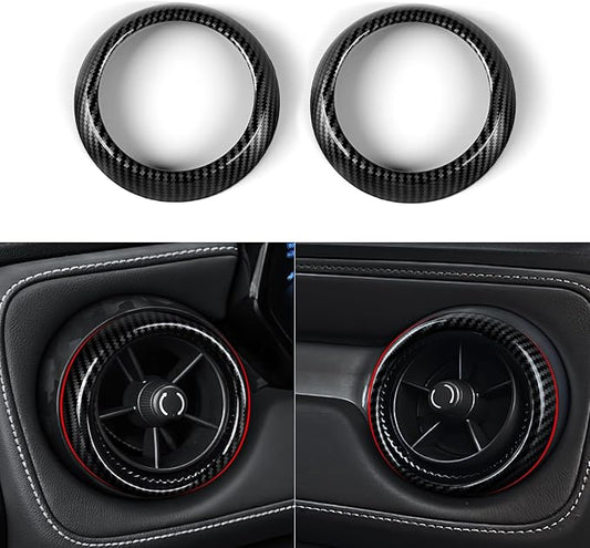 Car ABS Carbon Fiber Dashboard Side Air Outlet AC Vent Sticker Cover Interior Trim Decal for Chevrolet Colorado 2023 2024 2025 Accessories (Inner Ring)