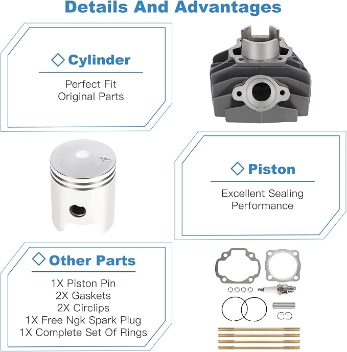 ECCPP New Cylinder Piston Ring Gasket 1983 1984 1985-2004 2006 for Yamaha for PW80 Cylinder Piston Gasket Top End Kit