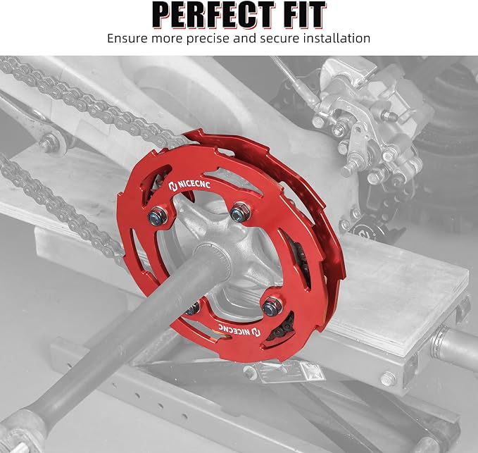NICECNC Sprocket Guard Chain Cover Protector Compatible with Yamaha YFZ450R 2009 2010 2011 2012 2013-2023, YFZ450R SE 2009-2019 2020 2021 2022 2023, See Fitments Red