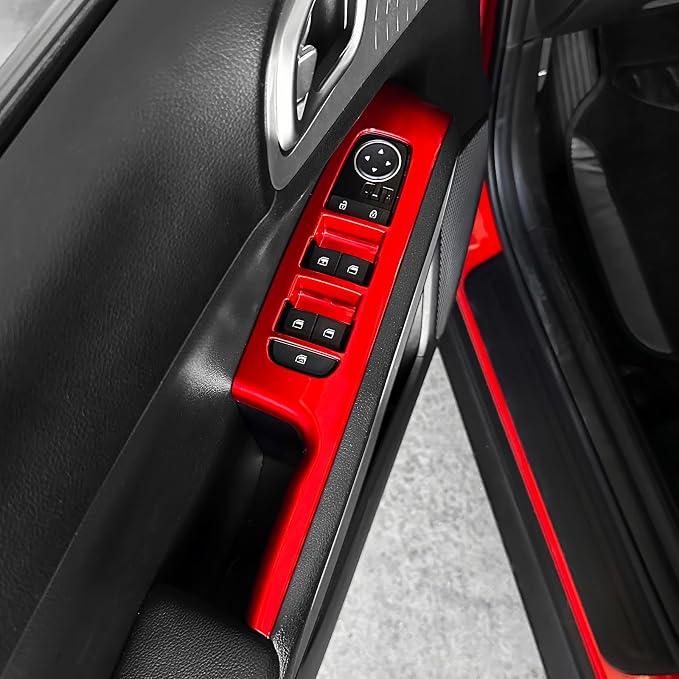 YOUTOOCAR 4PCS Window Switch Panel Trim Covers Compatible with Kia Soul 2022-2026 Accessories (Red)