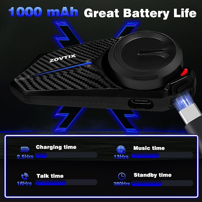 Motorcycle Helmet Headset 8 Riders Communication System X8 Intercom with Music Sharing/HiFi Sound/3 EQ Music Modes/DSP&CVC Noise Cancellation/IP67/FM Radio - X8-Carbon Fiber 1 Pack
