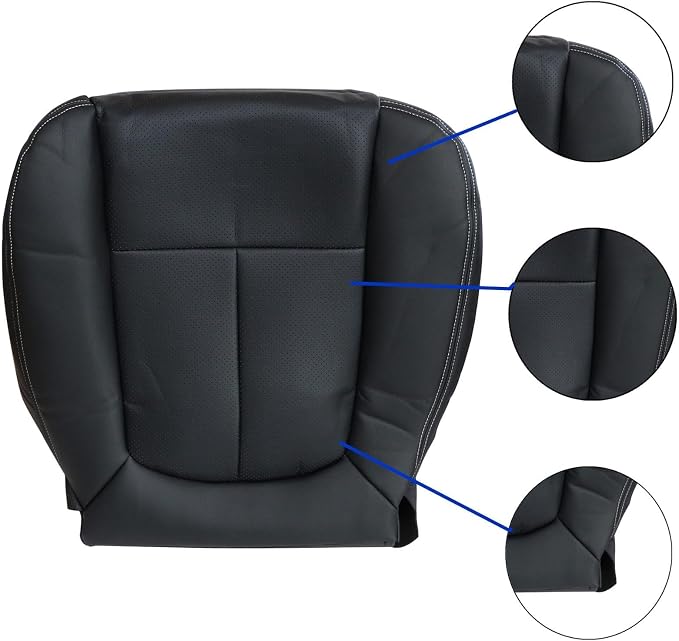 SecosAutoparts Front Driver Side Bottom & Foam Cushion Replacement Leather Seat Cover Black Compatible with Ford F150 Lariat 2009 2010 2011 2012 2013 2014