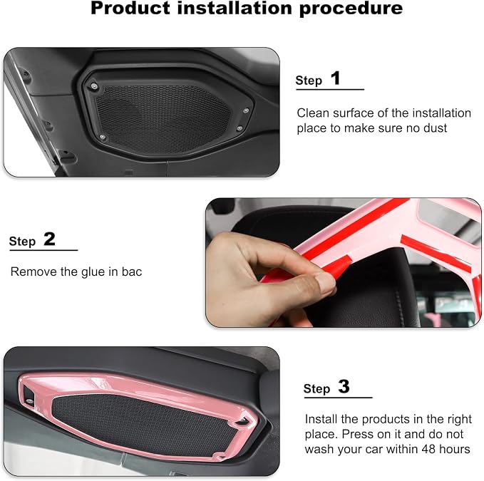 RT-TCZ A Pillar Speaker Trim Cover & Roof Speaker Audio Trim Cover Ring Kit Decoration Interior Accessories for Jeep Wrangler JL JLU & Gladiator JT 2018-2022,Pink