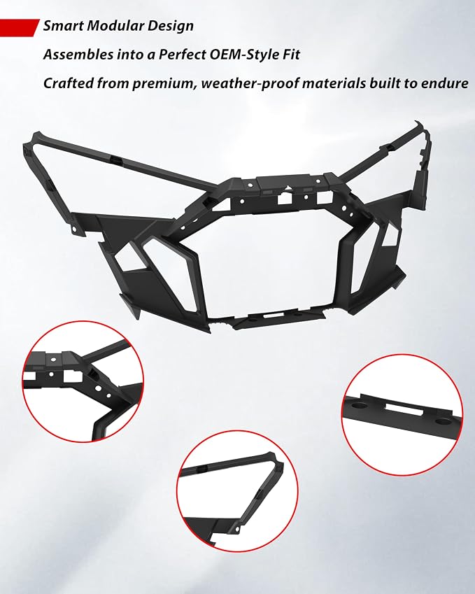 Combined Front Fascia for Polaris RZR PRO XP/XP 4 2020-2024 Accessories, Black PP Front Decoration Frame Combination Trim Panel for 20-24 RZR PRO, Replace #5455177-070