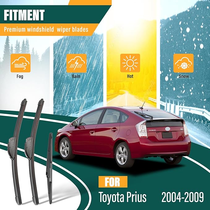 Windshield Wiper Blades Replacement for Toyota Prius 2004 2005 2006 2007 2008 2009,Original Equipment Replacement Front Rear Wiper Blade Set - 26" 18" 16" (Set of 3)