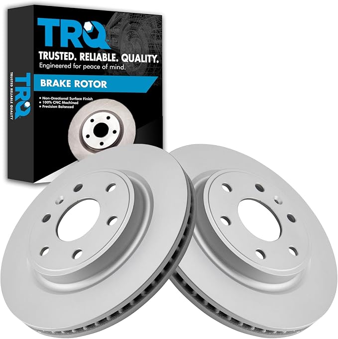 TRQ Front Brake Rotor Set G Coated Vented Compatible with 2008-2017 Buick Enclave 2009-2017 Chevrolet Traverse 2007-2016 GMC Acadia 2017 Acadia Limited 2007-2010 Saturn Outlook