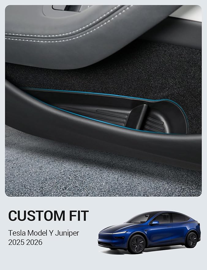 Motrobe 2026 Tesla Model Y Juniper Door Side Storage Box Door Pocket Liner Side Organizer Tray Waterproof TPE Front & Rear Model Y Juniper (Standard/Premium/Performance 2025/2026) Accessories