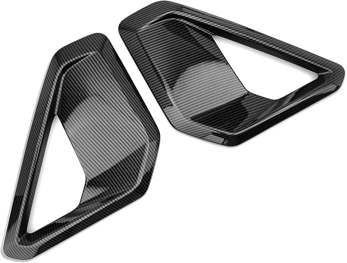ABS Front Bumper Side Air Vent Cover Fog Light Lamp Decor Cover Front Bumper Middle Mesh Cover Compatible with Hyundai Kona 2024 2025 SX2 Accessories (Carbon Fiber Style)