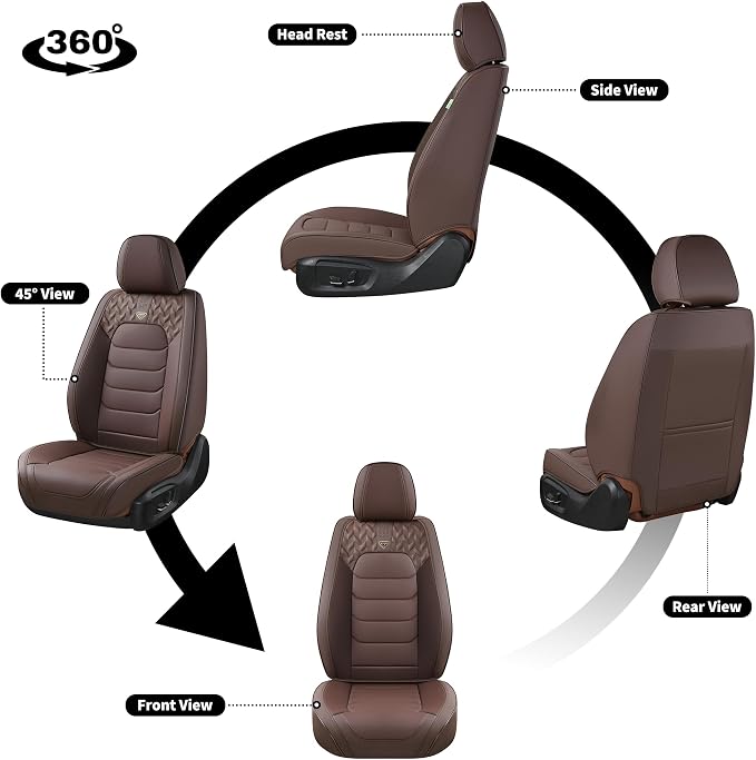 FLORICH Car Seat Covers, Leather Seat Covers, Front Seat Covers 2PCS,Waterproof Car Seat Protector, Auto Driver Seat Covers Accessories Fit for Most SUV Trucks(Coffee, Front Pair)