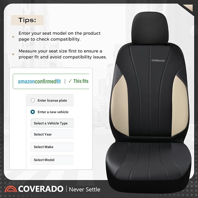 Coverado Seat Covers, Red Car Seat Covers Full Set, Automotive Seat Covers 5 Seats, Waterproof Black Car Seat Protectors Universal Fit for SUVs Trucks Sedans
