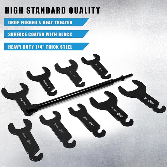 SMOTIVEPRO 10Pcs Pneumatic Fan Clutch Wrench Set Removal Tool Kit, Auto Repair Spanner Kit Installs Fan Clutch Compatible with Ford, GM and Jeep Vehicles