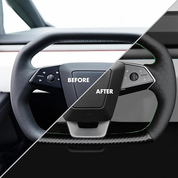 MEWANT Steering Wheel Cover for Tesla Cybertruck 2023-2025 Hand-Stitched Steering Wheel Wrap Tesla Cybertruck Accessories