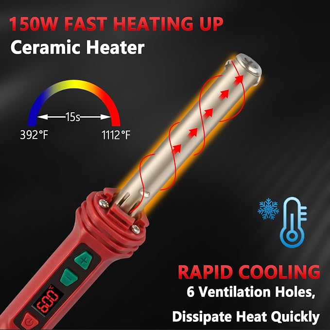 GNI Upgraded 150W LED Digital Adjustable Temperature Plastic Welder Kit | 106PCS Welding Rods Repair Kit, 4 Tips 3 IN 1 Soldering Iron Kit, Plastic Welding Kit for DIY/Bumper Kayaks