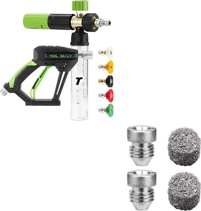 Tool Daily Short Pressure Washer Gun with Mini Foam Cannon, 1.1 mm Orifice for Foam Cannon and Foam Maker
