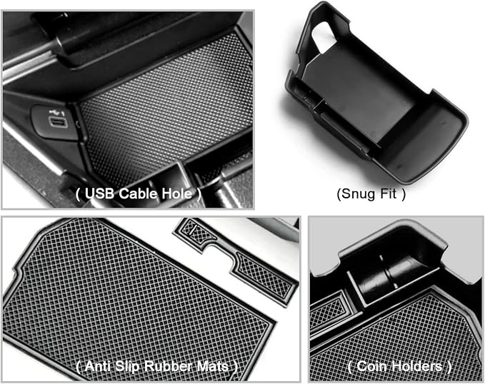 CDEFG for Challenger Console Organizer: Center Console Insert ABS Black Material Armrest Organizer Tray Secondary Storage Box Compatible with 2015-2019 2020 Dodge Challenger Interior Accessories