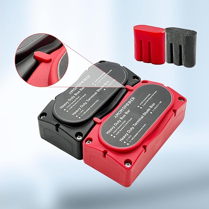 300A Bus Bar 12v Power Distribution Block 4 x 5/16"(M8) Terminal Block Heavy Duty Waterproof Buss Bar Junction Block Marine Battery Bus bar for Automotive Boat Solar System