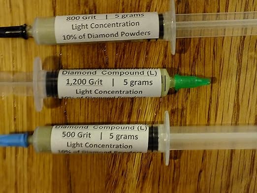 TechDiamondTools Kit of 3 Diamond Lapping Paste Polishing Compound USA Made 500 800 1200 Grit Lapping Compound for Rock Glass Metal Jewelry Resin Marble with 10% of Diamond Powder