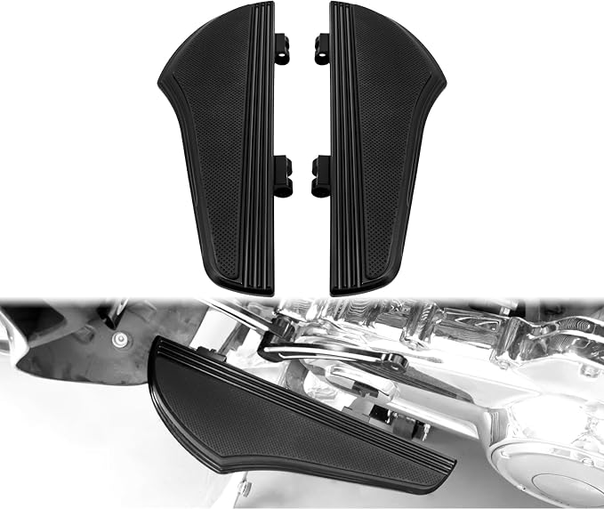 Passenger Driver Floorboards Set Style C, Black | Set Fit For Harley 2012-2016 FLD, 1986-2017 Most FL Softail, 1986-later Touring, Non-Slip, CNC Aluminum