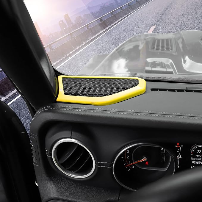 RT-TCZ A Pillar Speaker Trim Cover & Roof Speaker Audio Trim Cover Ring Kit Decoration Interior Accessories for Jeep Wrangler JL JLU & Gladiator JT 2018-2022,Yellow