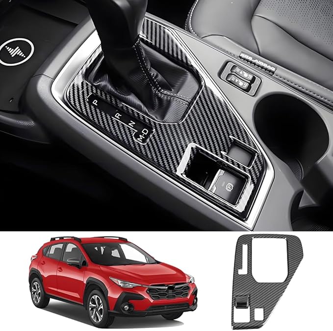 Car Central Control Gear Shift Panel Trim Cover for Subaru Crosstrek 2024 2025 2026 Auto Interior Decorations Accessories Center Console Protection Frame Chrome Carbon Fiber Style kit