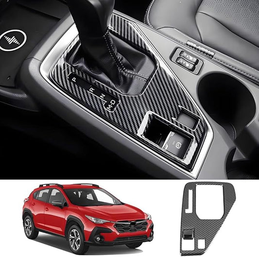 Car Central Control Gear Shift Panel Trim Cover for Subaru Crosstrek 2024 2025 2026 Auto Interior Decorations Accessories Center Console Protection Frame Chrome Carbon Fiber Style kit