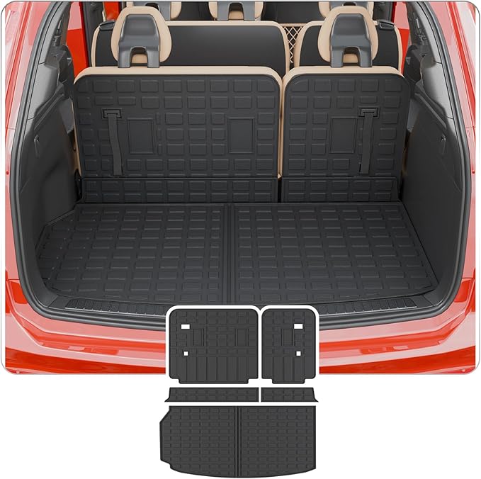 Cargo Mat Compatible with 2024 2025 2026 Chevrolet Traverse (NOT Limited) GMC Acadia 2025 2026 Buick Enclave Cargo Liner Back Seat Cover Chevy Traverse Accessories (Trunk Mat+Backrest Mats)