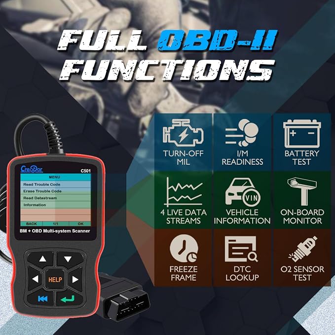 Creator C501 OBD2 Diagnostic Tool Fit for BMW and Mini Check Engine Light EPB ABS SRS DPF Diagnostic Scanner Code Reader with Battery Registration [Latest Version Update of C110+ C310+ C410 C420]