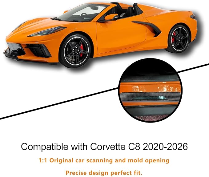 Real Carbon Fiber Inner Door Sill Protector Compatible with Corvette C8 2020-2026, Door Sill Plates Interior Decor Sticker Accessories