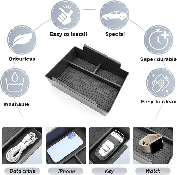SKTU for 2026 Nissan Sentra Center Console Organizer for 2026+ Nissan Sentra (S/SV/SR/SL) Console Tray Nissan Sentra 2026 Accessories ABS Armrest Storage Box 2026 Sentra Anti-Slip Insert Console Tray