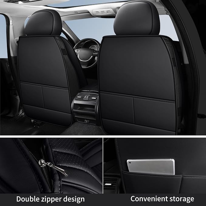 HChengkikz Nappa Leather Car Seat Covers Front Seats, Car seat Protector, Waterproof Car Seat Cushion, Universal Automotive Seat Covers Fit for SUV Truck Pick-up Sedan and Most Cars