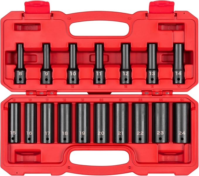 TEKTON 1/2 Inch Drive Impact Socket Set, 17-Piece | SID92339