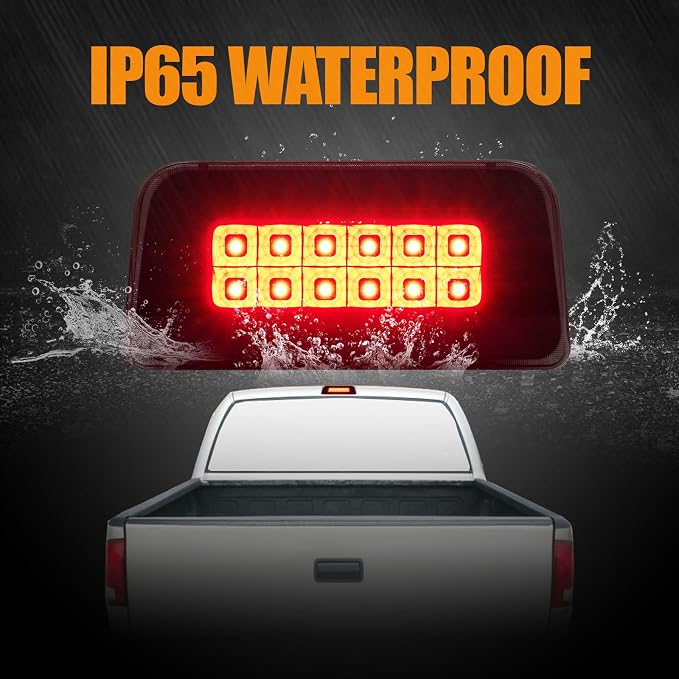 Third 3rd Brake Light LED for 1994-2003 Chevy S10/GMC Sonoma Standard/Regular/Crew Cab, High Mount Rear Brake Lights Assembly, Waterproof Center Cab Lamp Stop Light (Not for Extended Cab)