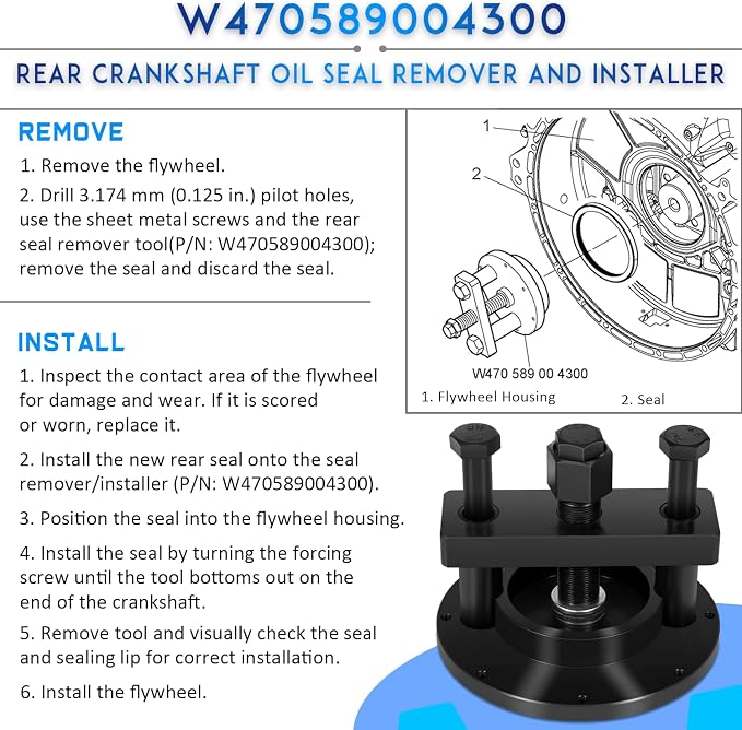 For Detroit Diesel DD13 DD15 Front & Rear Crankshaft Oil Seal Remover Installer Tool Master Kit Alternative to W470589004300 W541589023300 W541589003400