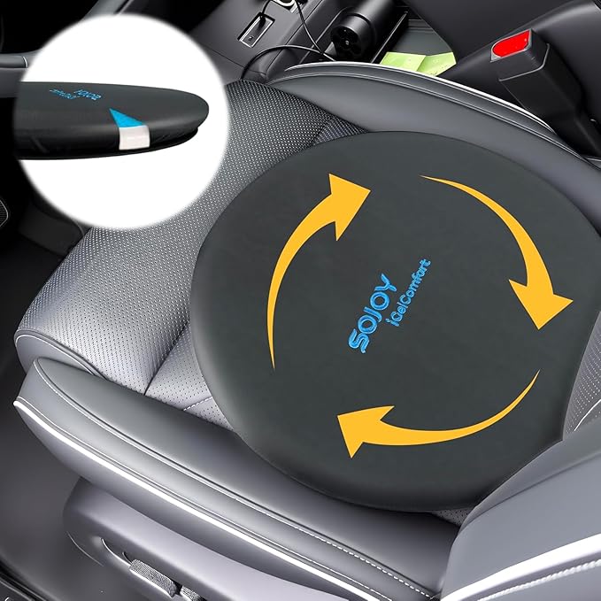 Sojoy iGelComfort Deluxe Gel Swivel Seat Cushion with Supportive Memory Foam 360 Degrees Rotating Seat Cushion for Home,Stool Chair,Office (Black, 15.5 * 15.5 * 2.5)