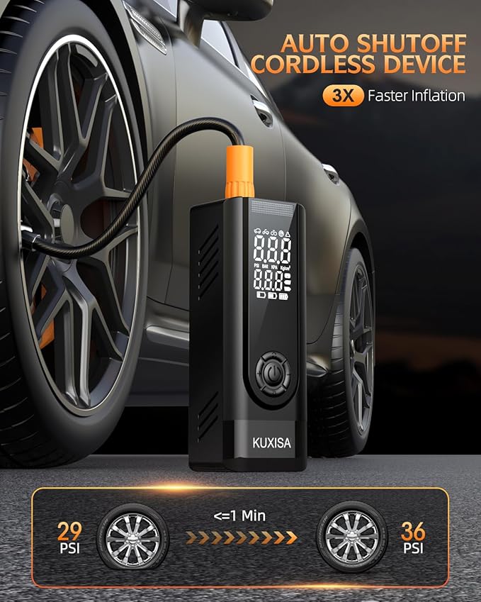 Tire Inflator Portable Air Compressor, 180PSI Air Compressor with Digital Pressure Gauge, 3X Faster Portable Air Pump for Car, Motorcycle, Bicycle, Ball and More(Black)