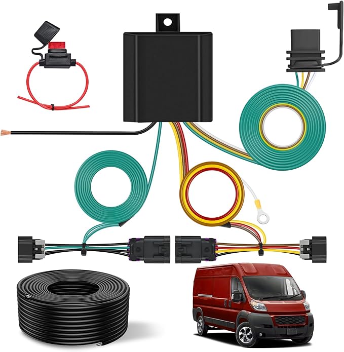 Nilight 4 Pin Trailer Wiring Harness Kit 56478 Vehicle Standard 4 Way Connector Custom for 2014 2015 2016 2017 2018 2019 2020 2021 2022 2023 2024 Ram ProMaster 1500 2500 3500 Simple Fit Tow Hitch