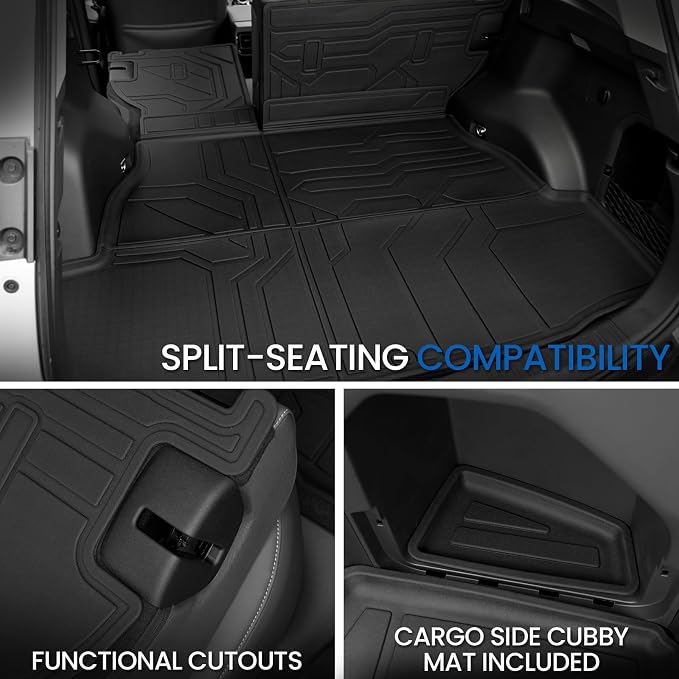 Cargo Liner Backrest Mats for 2026 Toyota RAV4 Hybrid (Not Fit Limited or PHEV), All Weather TPE Cargo Trunk Mat Seat Back Protectors Accessories