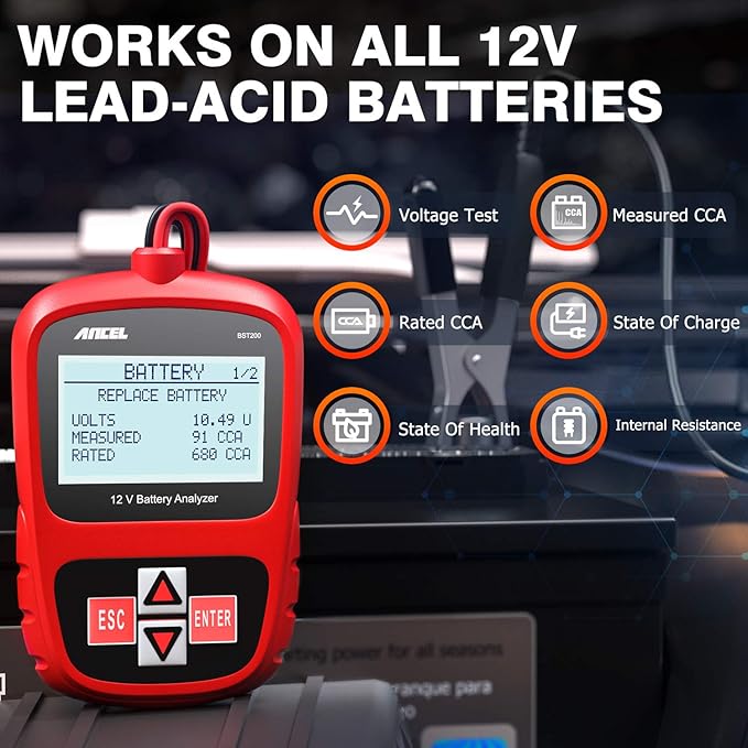 ANCEL BD500 Bluetooth Diagnostic Scan Tool with ANCEL BST200 Car Battery Tester