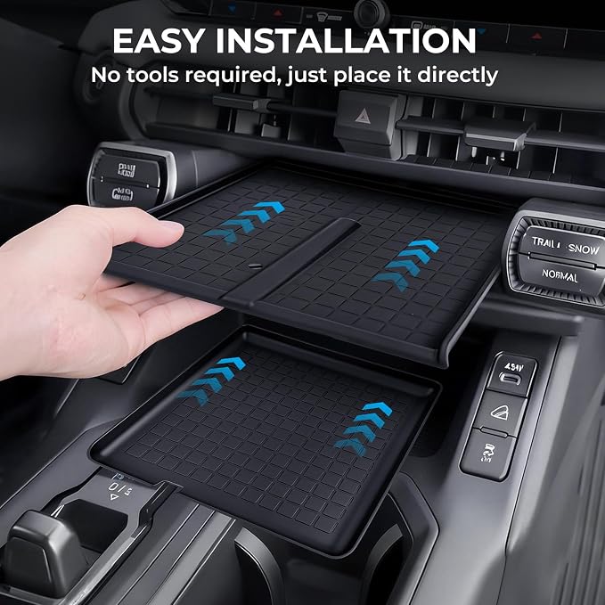 Wireless Charging Protective Mat & Center Console Storage Protective Mat for Toyota RAV4 2026, Interior Accessories Silicone Anti-Slip Console Cover Pad for 2026 RAV 4, Black